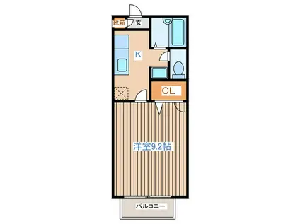 ドエルH・E(1K/1階)の間取り写真