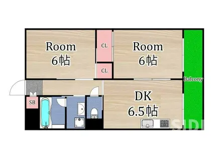 サンクス関目(2DK/2階)の間取り写真