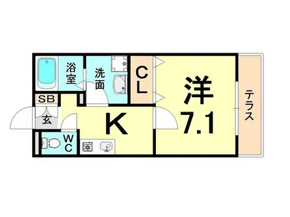 アクシリア尼崎(1K/1階)の間取り写真