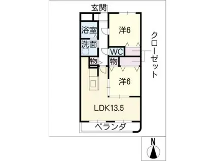 グランディールファミーユ(2LDK/3階)の間取り写真