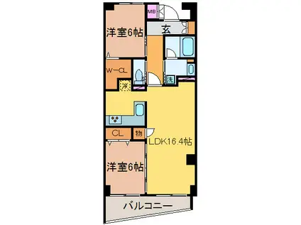 GRANDE RICHESSE溝の口(2LDK/3階)の間取り写真