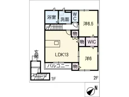 LACINE JUNO(2LDK/2階)の間取り写真