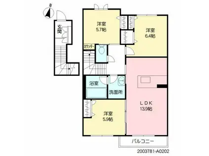 SHAMAISON二本松(3LDK/2階)の間取り写真