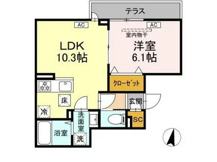 セレスティア大島(1LDK/1階)の間取り写真