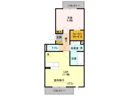 アクアプールスII(1LDK/3階)の間取り写真
