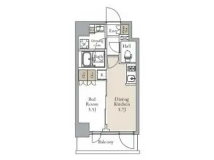 グランカーサ三ノ輪II(1DK/7階)の間取り写真