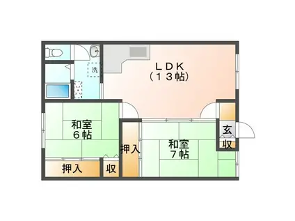 コーポ杉の実(2LDK/2階)の間取り写真