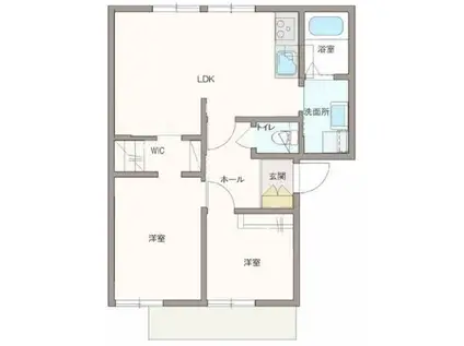 ハーモニーハイツ萩の台(2LDK/1階)の間取り写真