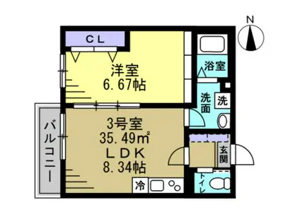 セミカ葛城 II(1LDK/3階)の間取り写真