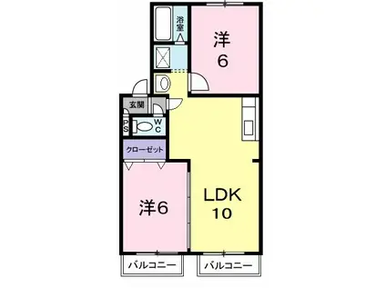 エル清水(2LDK/1階)の間取り写真