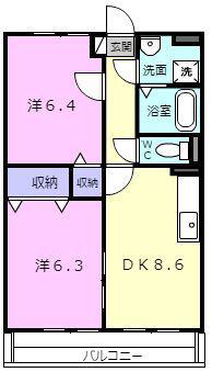 フラット立石E(2LDK/1階)の間取り写真