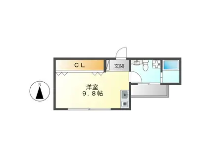 フローラル尾頭橋(1K/3階)の間取り写真