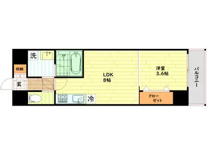 アルブル都島(1LDK/7階)の間取り写真