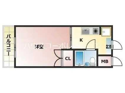 Kビル(1K/4階)の間取り写真