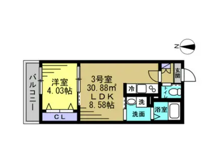 HFR蘇我 A棟(1LDK/1階)の間取り写真