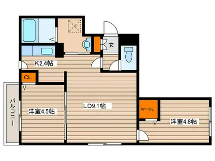 DINASTIA VI(2LDK/4階)の間取り写真