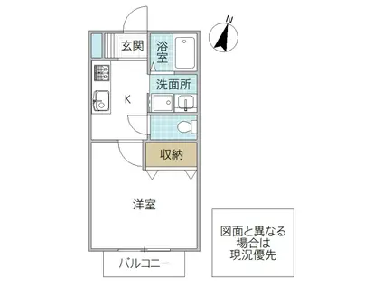 レジデンス江橋 B-2棟(1K/1階)の間取り写真