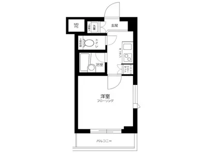 ルーブル神楽坂参番館(1K/2階)の間取り写真