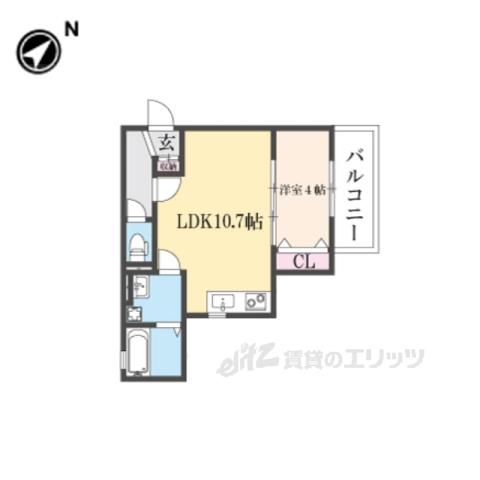 パークス長岡京(1LDK/3階)の間取り写真