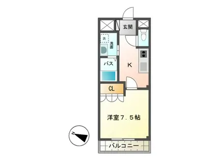 ARCADIA TSUKUBA(1K/2階)の間取り写真