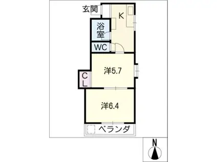 SKYCOURT(2K/4階)の間取り写真