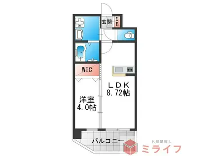 クローバー・グランデ今里(1LDK/9階)の間取り写真