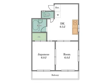 フラット大竹Ⅱ(2DK/2階)の間取り写真