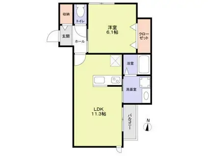 世田谷区松原2丁目計画 南棟(1LDK/2階)の間取り写真