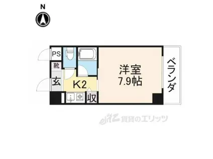 オーキッドあやめ池(1K/1階)の間取り写真