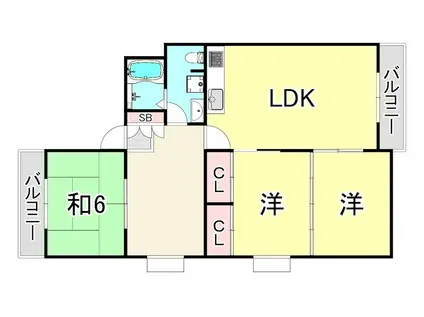 リョウジュ名次(3LDK/2階)の間取り写真