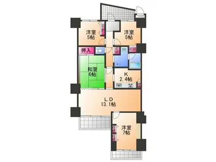 サンシティ貝塚2番館(4LDK/13階)の間取り写真