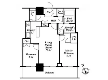 リエトコートアルクスタワー(2LDK/17階)の間取り写真