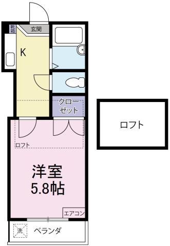 BRILLIANT CUBEIII(1K/2階)の間取り写真