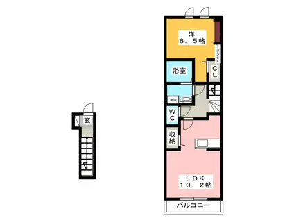 ノース・マウンテン(1LDK/2階)の間取り写真