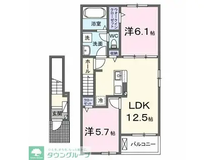 ウィング コート アキ(2LDK/2階)の間取り写真