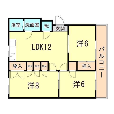 山手マンション(3LDK/2階)の間取り写真