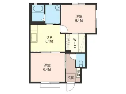 SHM ラフィネ C(2DK/1階)の間取り写真