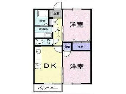 ニューシティ-23(2DK/2階)の間取り写真