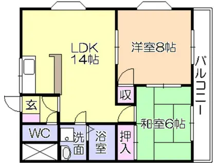 サンビレッジI(2LDK/3階)の間取り写真