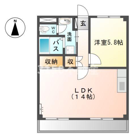 エクセルハイム10(1LDK/2階)の間取り写真