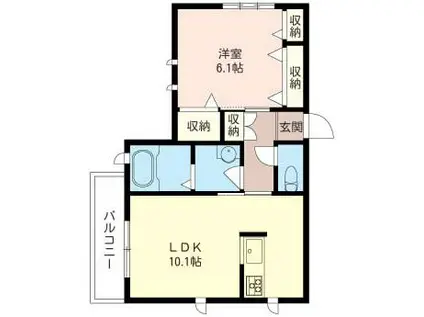 シャトレー山の上(1LDK/2階)の間取り写真