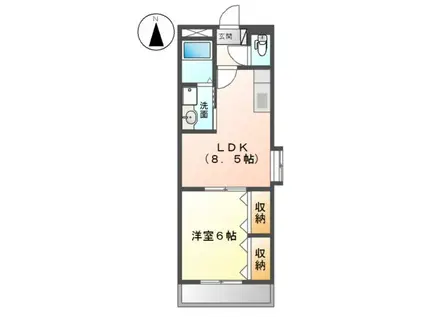 オアシス610 B棟(1LDK/2階)の間取り写真