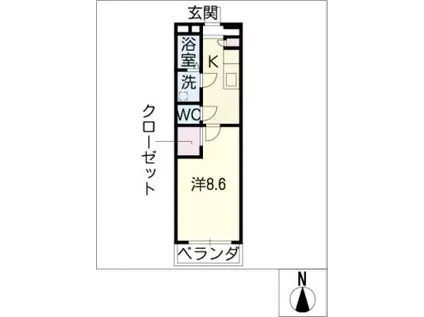 ノワエブラン利平治(1K/4階)の間取り写真