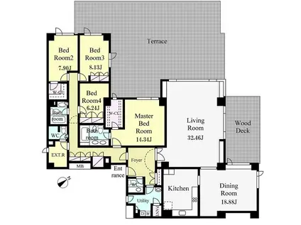 有栖川ホームズ(4SLDK/1階)の間取り写真