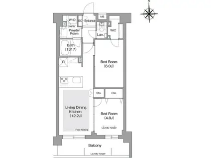 コンフォリア・リヴ文京護国寺(2LDK/B1階)の間取り写真