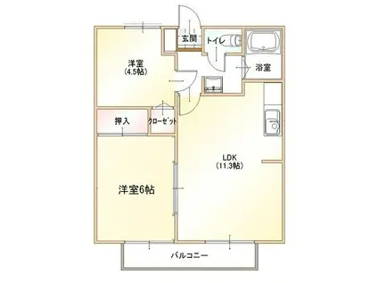 サンライズII(2LDK/1階)の間取り写真