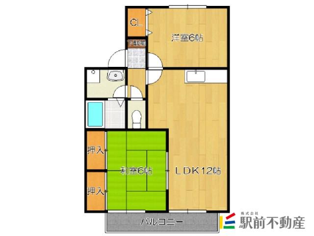サンライズ三沢(2LDK/2階)の間取り写真