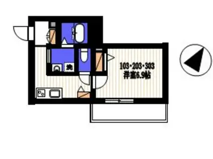 BLANCHENEIGE川崎(1K/2階)の間取り写真