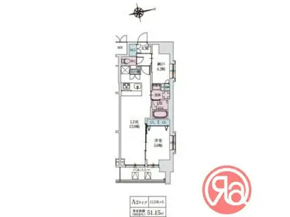 スプランディッド上本町ウエストII(1SLDK/9階)の間取り写真