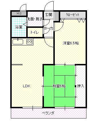ピーコック28(2LDK/3階)の間取り写真